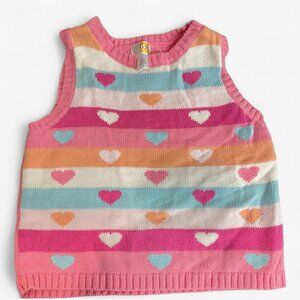 TKS Kids Pink Multi Color Hearts‎ Knit Sweater Vest Size 3T Kidcore Preppy